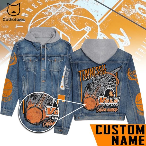 Personalized Tennessee Volunteers Basketball Hooded Denim Jacket