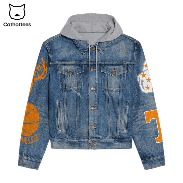 Personalized Tennessee Volunteers Basketball Hooded Denim Jacket