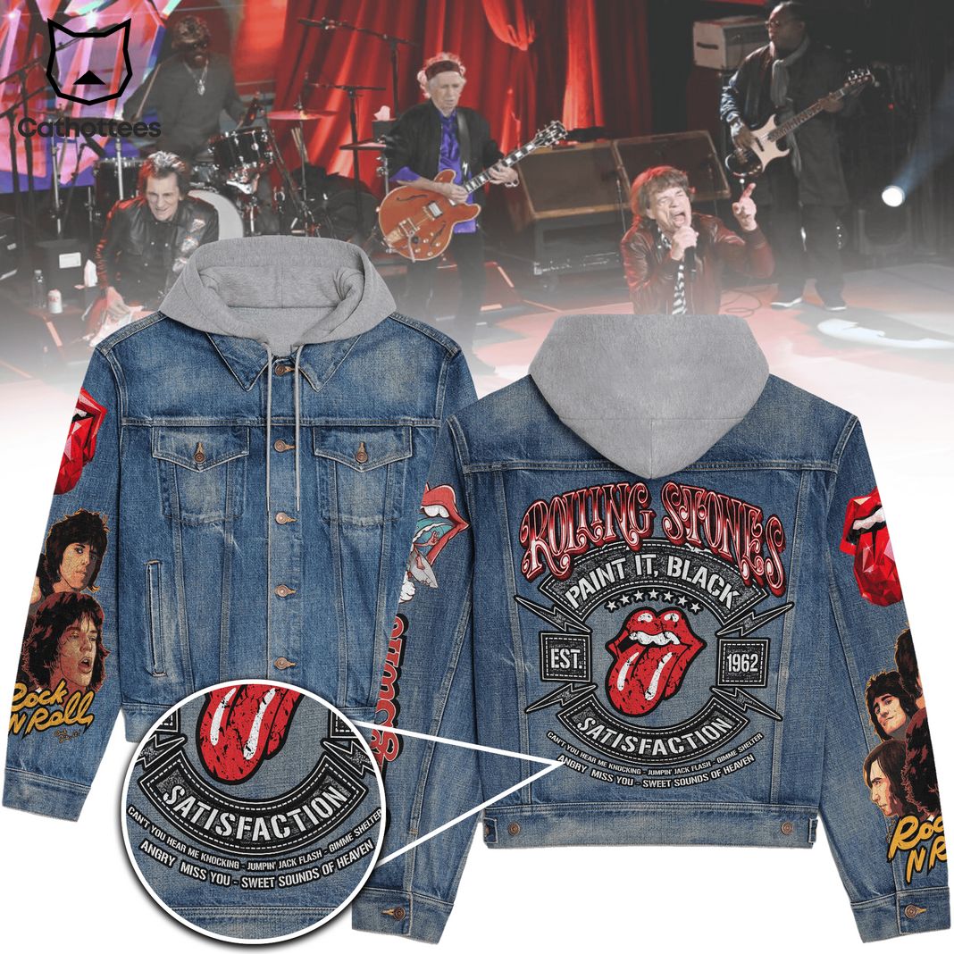 Rolling Stone Paint It Black Satisfaction Hooded Denim Jacket