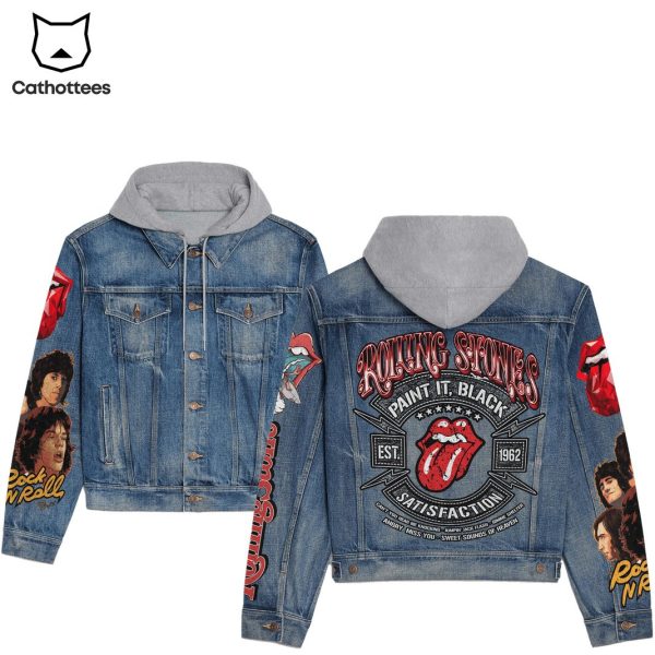 Rolling Stone Paint It Black Satisfaction Hooded Denim Jacket