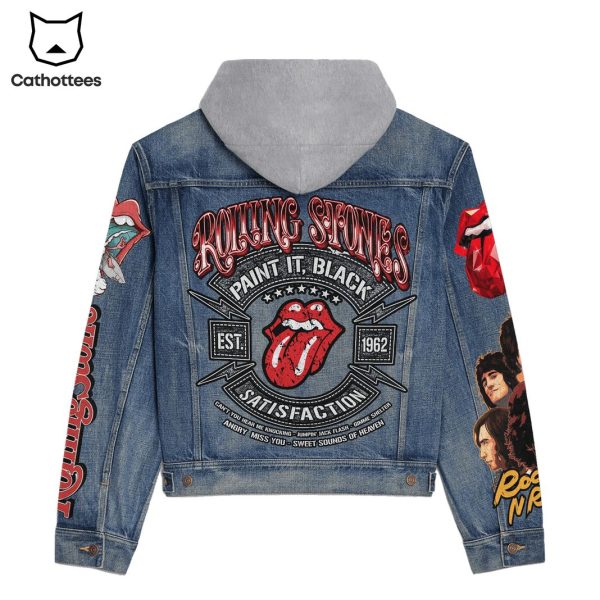 Rolling Stone Paint It Black Satisfaction Hooded Denim Jacket