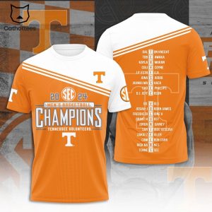 SEC 2024 Men Basketball Champions Tennessee Volunteers 3D T-Shirt