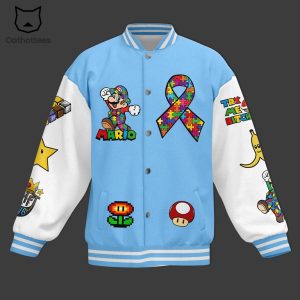 Super Mario Super Autism Accept Understand Love Baseball Jacket