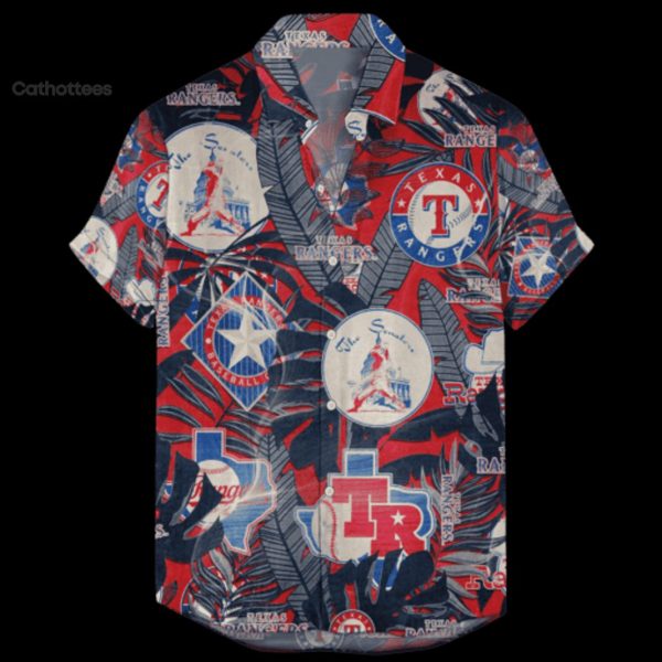 Texas Rangers Retro Logo Hawaiian Shirt