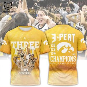 Three Peat Big Tournamen Championships Back To Back To Back Iowa Hawkeyes 3D T-Shirt