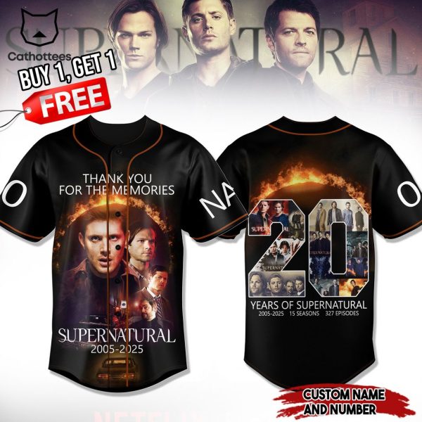 20 Years Of Supernatural 2005-2025 Thank You For The Memories Baseball Jersey