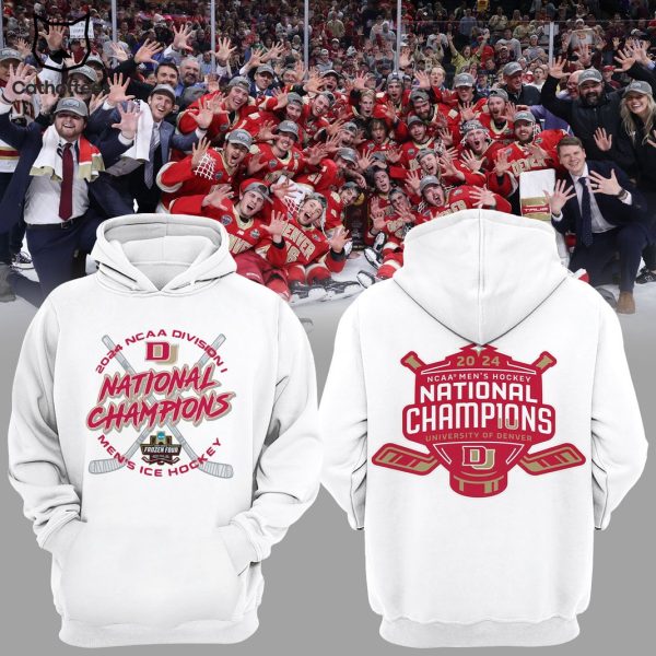 2024 NCAA Division National Champions Men Ice Hockey Denver Pioneers Design White Hoodie