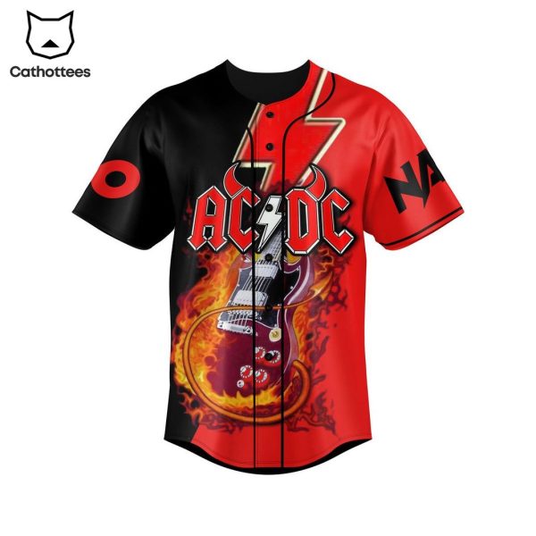 AC DC Hells Bells Its A Long Way To The Top If You Wanna Rock N Roll Baseball Jersey