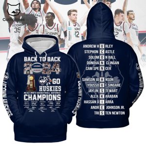 Back To Back 2024 NCAA Men Basketball National Champions UConn Huskies Signature Hoodie