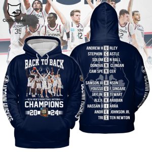 Back To Back NCAA Men Basketball National Champions UConn Huskies Hoodie