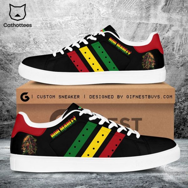 Bob Marley Design Black Stan Smith Shoes