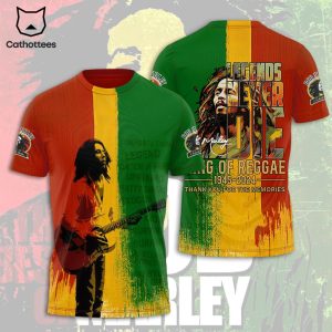 Bob Marley Legends Never Die King Of Reggae 1945-2024 Thank You For The Memories 3D T-Shirt