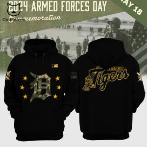 Detroit Tigers 2024 Armed Forces Day Design Black Hoodie