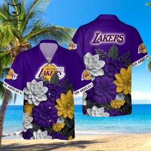 Los Angeles Lakers Flower Hawaiian Shirt