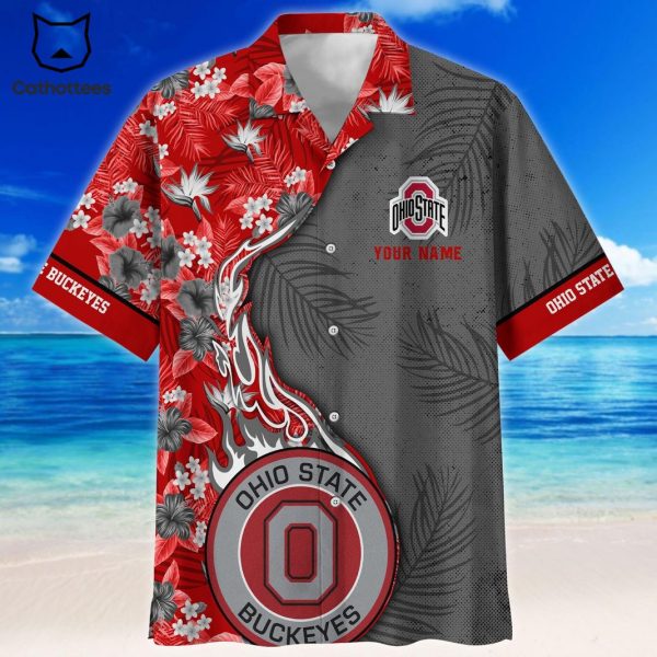 Ohio State Buckeyes Flower Custom Summer Tropical Hawaiian Shirt