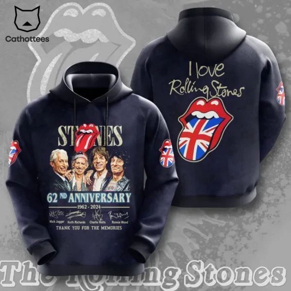 The Rolling Stones 62nd Anniversary 1962-2024 Signature Thank You For The Memories Hoodie