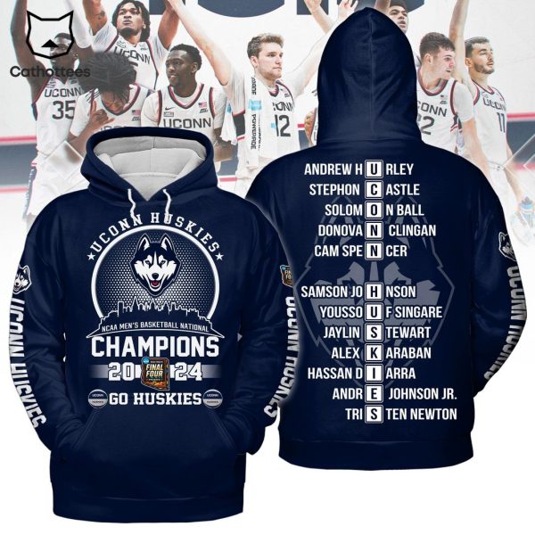 UConn Huskies NCAA Men Basketball National Champions Final Four 2024 Go Huskies Hoodie