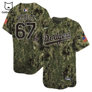 Vincent Edward Scully 67 Los Angeles Dodgers Baseball Jersey