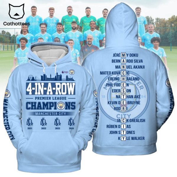 4 – In – A – Row Premier League Champions Manchester City Hoodie