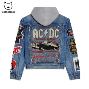 AC DC Speed Shop Last Stop Before The Highway To Hell Design Hooded Denim Jacket