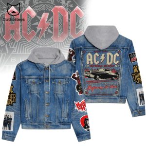AC DC Speed Shop Last Stop Before The Highway To Hell Hooded Denim Jacket