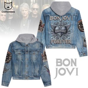 Bon Jovi Forever Design Hooded Denim Jacket