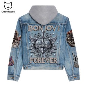 Bon Jovi Forever Design Hooded Denim Jacket