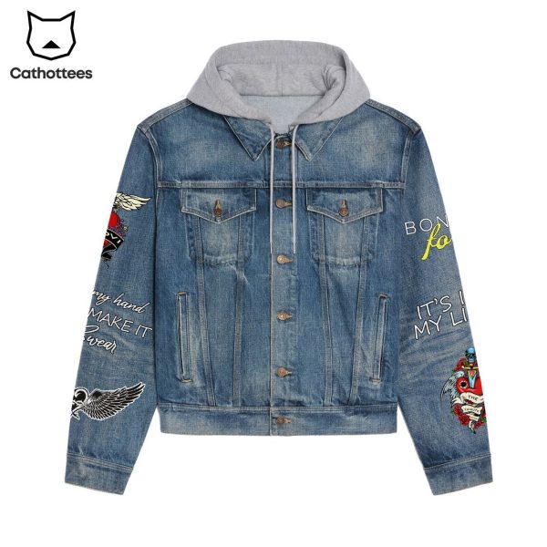 Bon Jovi Forever Design Hooded Denim Jacket