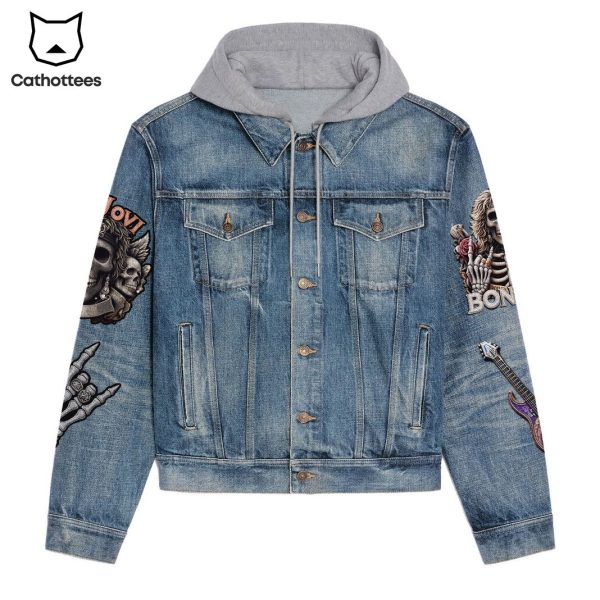 Bon Jovi Forever Design Hooded Denim Jacket