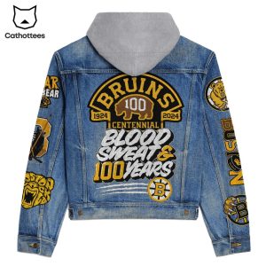 Boston Bruins Blood Sweat & 100 Years Hooded Denim Jacket