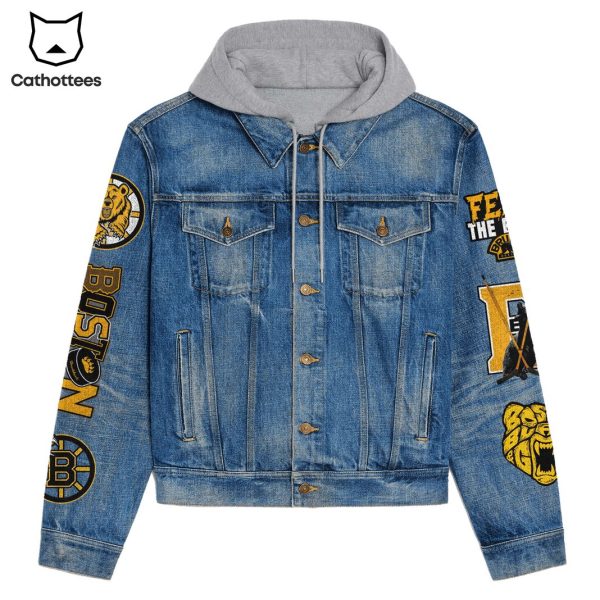 Boston Bruins Blood Sweat & 100 Years Hooded Denim Jacket