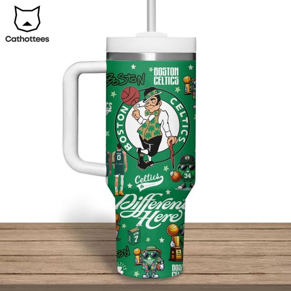 Boston Celtics Different Here Tumbler With Handle And Straw