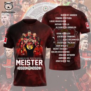 Bundesliga Deutscher Meister Bayer Leverkusen 2023-2024 Design Red 3D T-Shirt