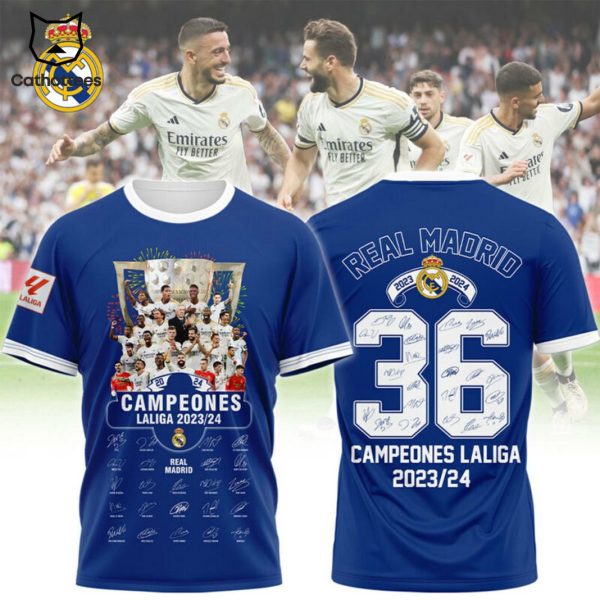 Campeones Laliga 2023-24 Real Madrid Signature 3D T-Shirt