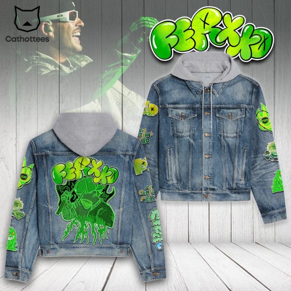 Ferxxo Feliz Cumpleanos Design Hooded Denim Jacket