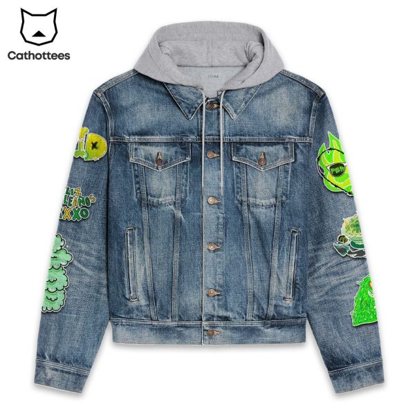 Ferxxo Feliz Cumpleanos Design Hooded Denim Jacket