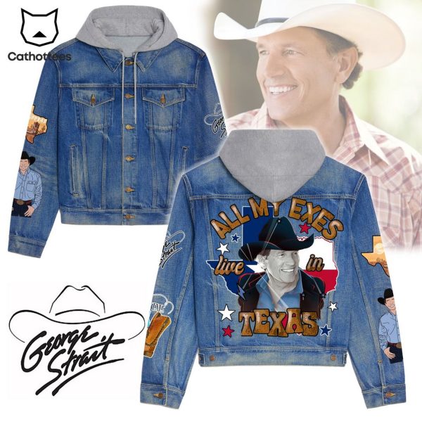 George Strait All My Exes Live In Texas Hooded Denim Jacket