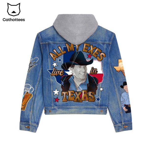George Strait All My Exes Live In Texas Hooded Denim Jacket