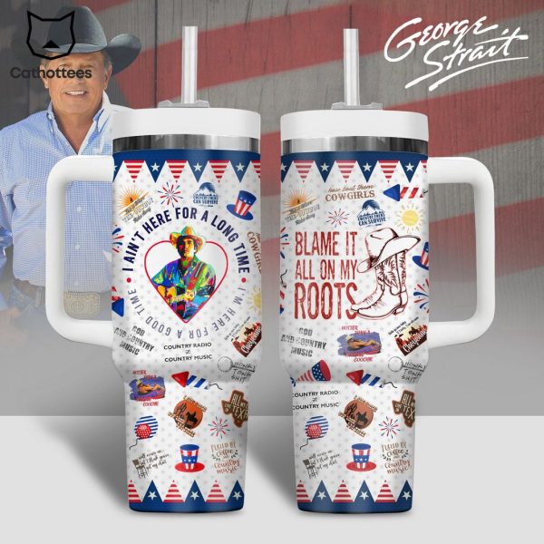 George Strait Blame It On My Roots Tumbler With Handle And Straw