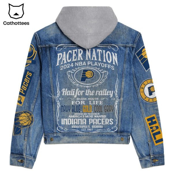 Indiana Pacers Nation 2024 NBA Playoffs Hooded Denim Jacket