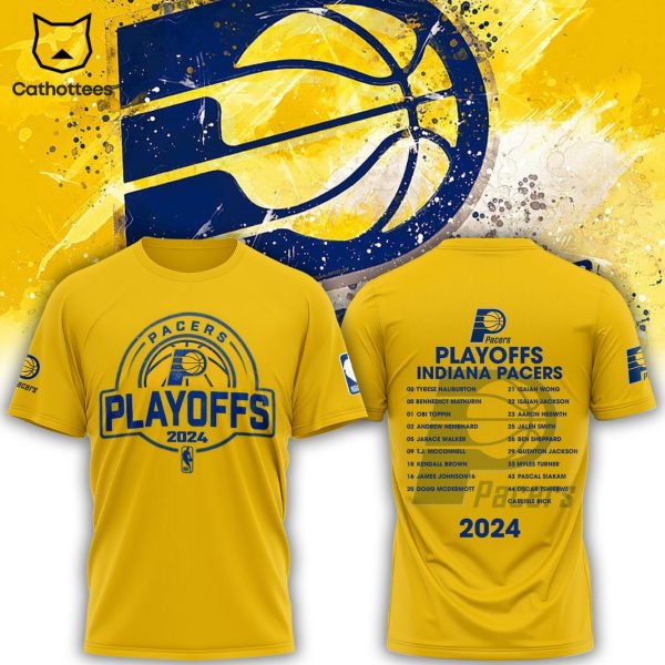 Indiana Pacers NBA 2024 Playoffs Design 3D T-Shirt