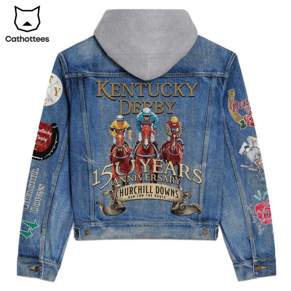 Kentucky Derby 15 years Anniversary Churchill Downs Run For The Roess Hooded Denim Jacket