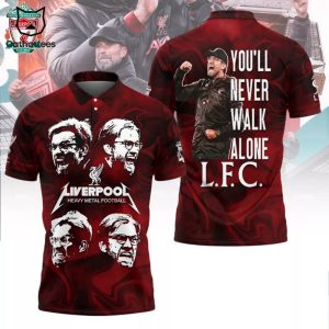 Liverpool Heavy Metal Football Coach Jurgen Klopp You II Never Walk Alone Polo Shirt
