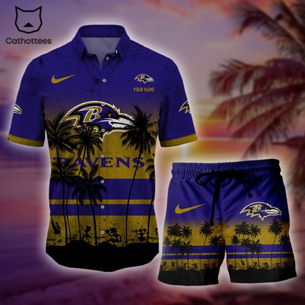 Personalized  NFL Baltimore Ravens Tropical Hawaiian Set