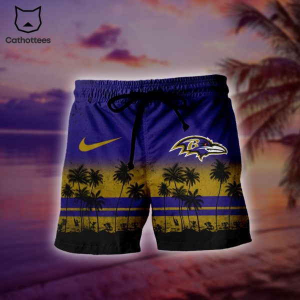 Personalized  NFL Baltimore Ravens Tropical Hawaiian Set