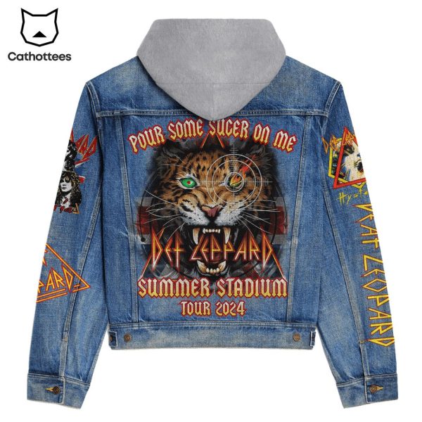 Pour Some Sucer On Me Def Leppard Summer Stadium Tour 2024 Hooded Denim Jacket