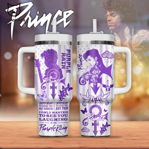 Prince Purple Rain Tumbler With Handle And Straw