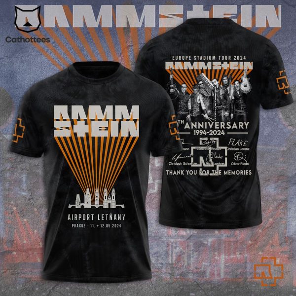 Rammstein Airport Letnany 30th Anniversary 1994-2024 Signature Thank You For The Memories 3D T-Shirt