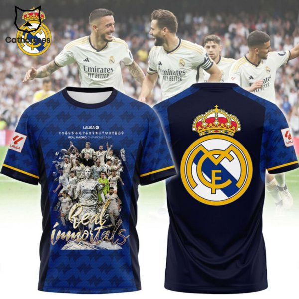 Real Madrid Laliga 23-24 Champions Design 3D T-Shirt