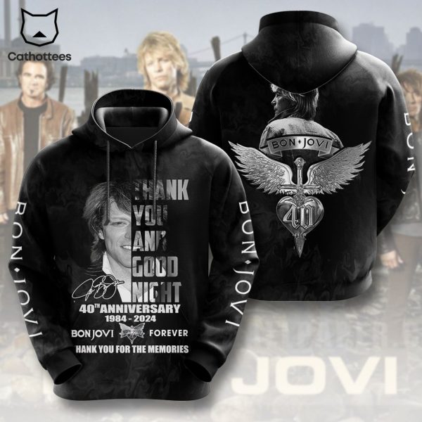 Thank You And Good Night 40th Anniversary 1984-2024 Bon Jovi Forever Thank You For The Memories Signature Hoodie